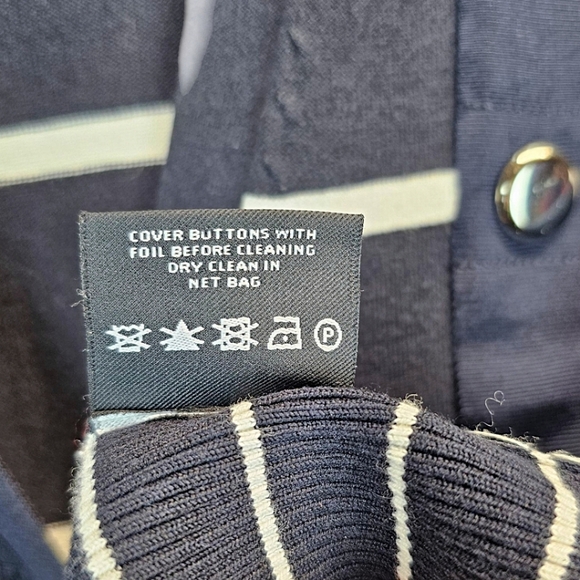 Carlisle Silk Blend Nautical Luxe Knit Snap Front Cardigan Sweater Medium Sailor - Picture 14 of 14